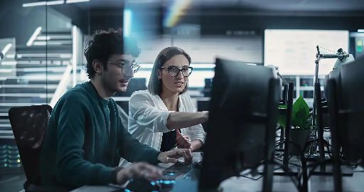 Engineers at a workstation