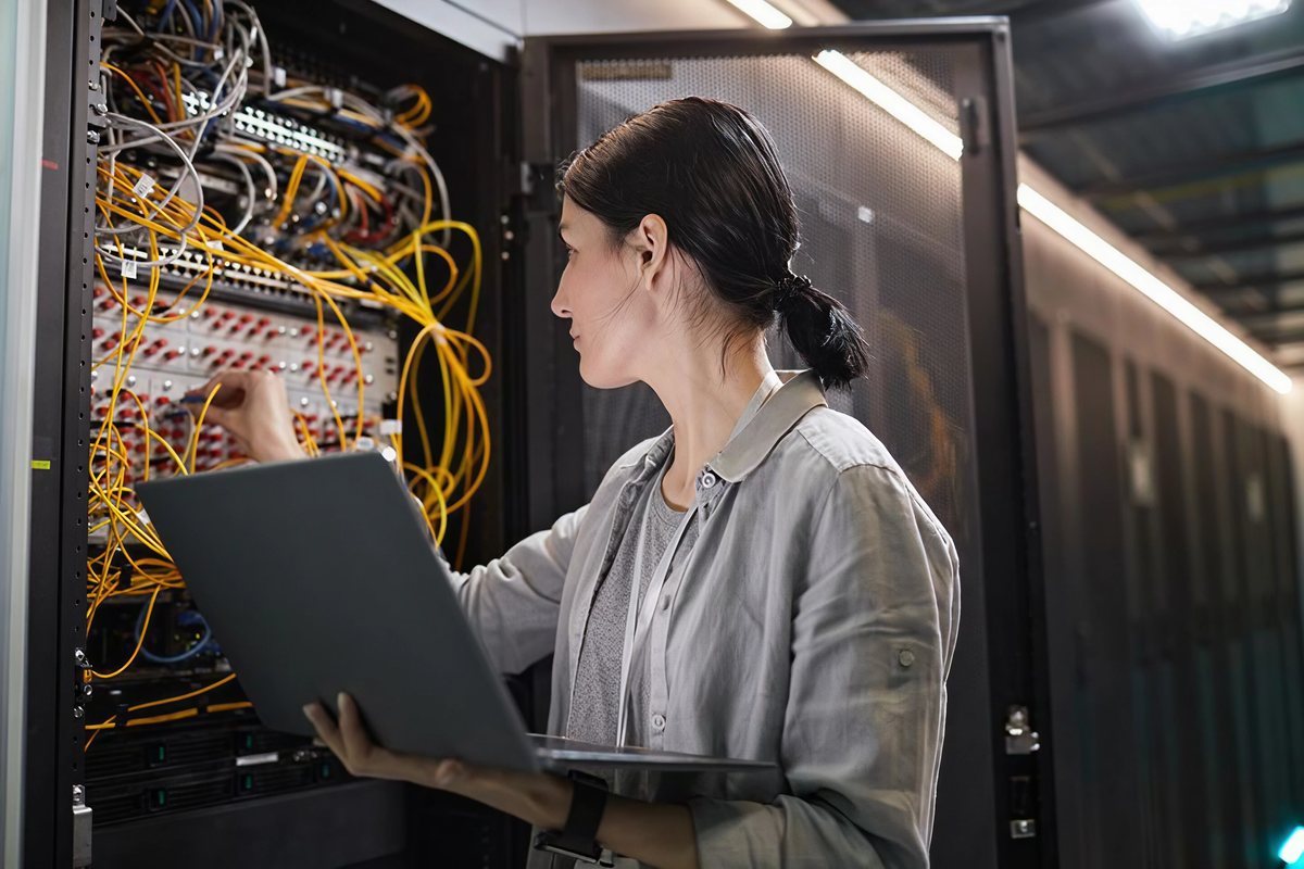 Engineer in a data centre